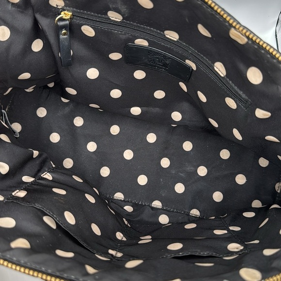 Anne Klein black quilted with tan polka dot interior bag - Picture 8 of 13